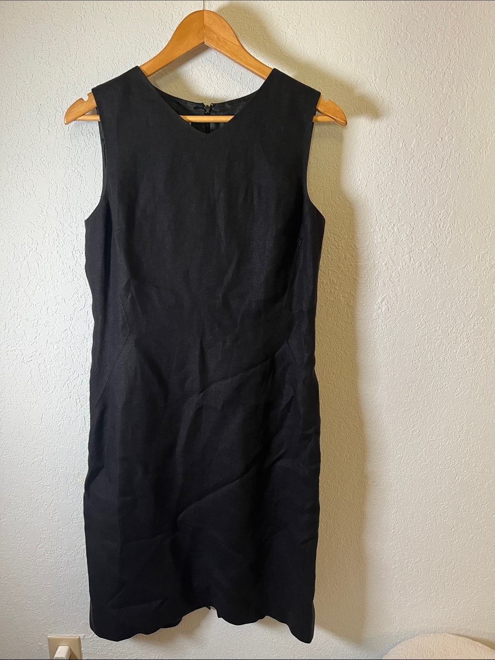 Women’s Talbots Classic Linen Sleeveless Black Sheath Dress Size 10